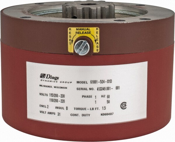 115/230 Volts at 60 Hertz, 1-1/2 Ft./Lb. Torque Disc Brake