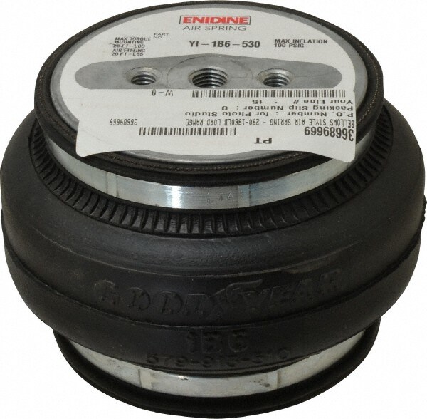 100 psi Actuation: 880 Lb Ext, 2,115 Lb Compr, 3/8-16 & 3/8-16, 3" Stroke Len, Bellow Single Convolute Air Spring