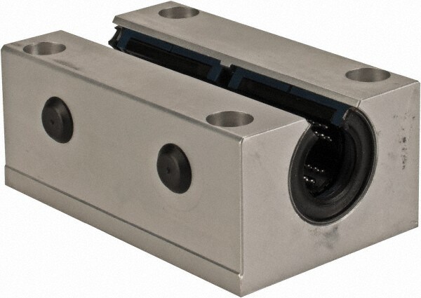16mm Inside Diam, 4,400 Lbs. Dynamic Capacity, Open Twin Pillow Block Linear Bearing
