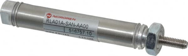 Single Acting Rodless Air Cylinder: 0.44" Bore, 1" Stroke, 250 psi Max, 10-32 UNF Port, Nose Mount