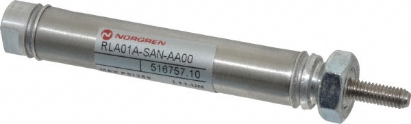 Norgren RP043X1.00-SAN Single Acting Rodless Air Cylinder: 0.44" Bore, 1" Stroke, 250 psi Max, 10-32 UNF Port, Nose Mount Image