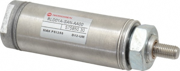 Norgren RP106X1.000-SAN Single Acting Rodless Air Cylinder: 1-1/16" Bore, 1" Stroke, 250 psi Max, 1/8 NPTF Port, Nose Mount Image