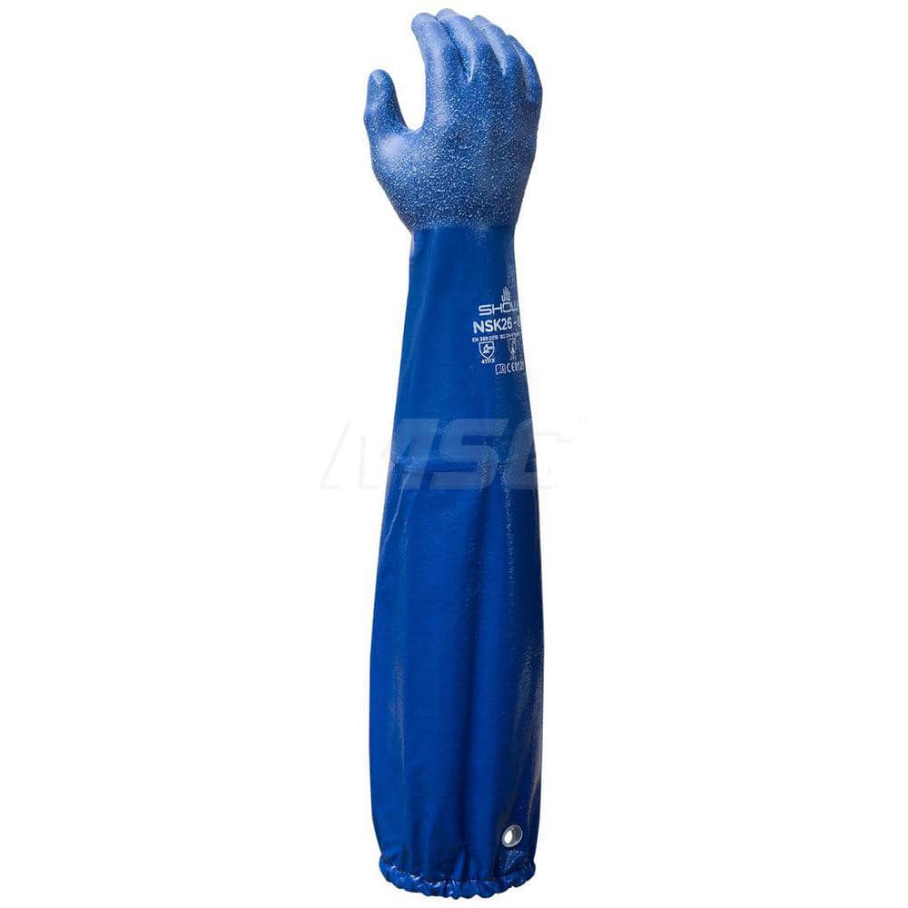 Chemical Resistant Gloves: Medium, 15 mil Thick, Nitrile-Coated, Nitrile