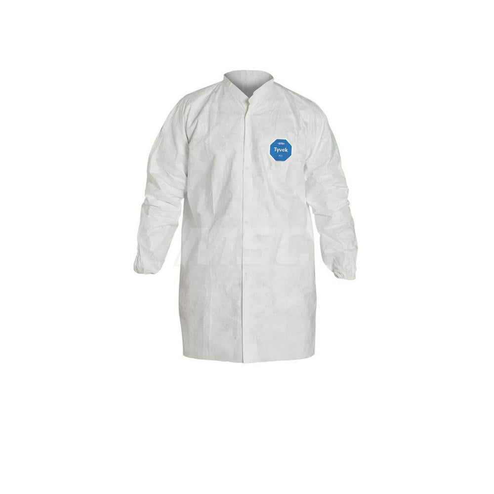 Dupont TY216SWHLG00300 Lab Coat: 1.2 oz/sq yd, Size Large 