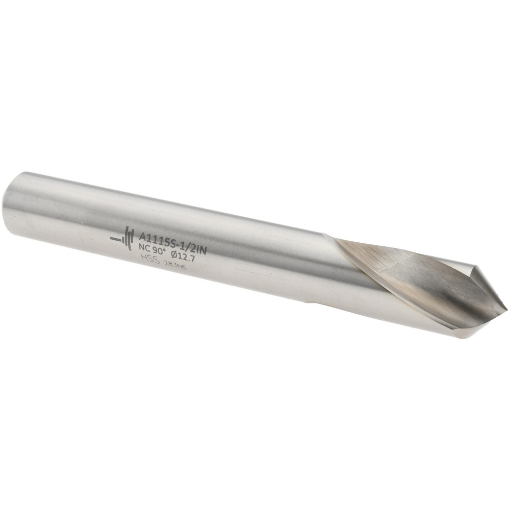 Spotting Drill: 1/2" Dia, 90 ° Point, 4-1/64" OAL, High Speed Steel