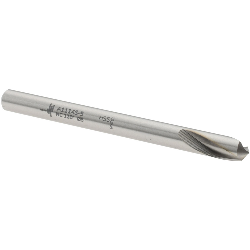 Spotting Drill: 5 mm Dia, 120 ° Point, 60 mm OAL, High Speed Steel