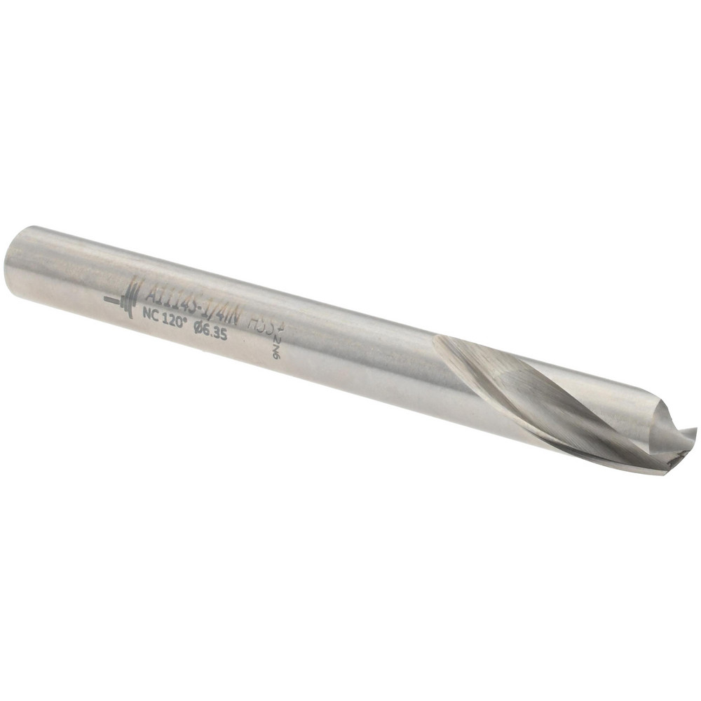 Spotting Drill: 1/4" Dia, 120 ° Point, 66 mm OAL, High Speed Steel