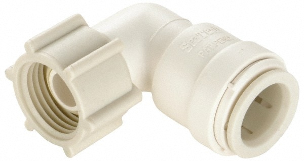 Push-To-Connect Tube Fitting: Female Swivel Elbow, 1/2" Thread, 1/2" OD