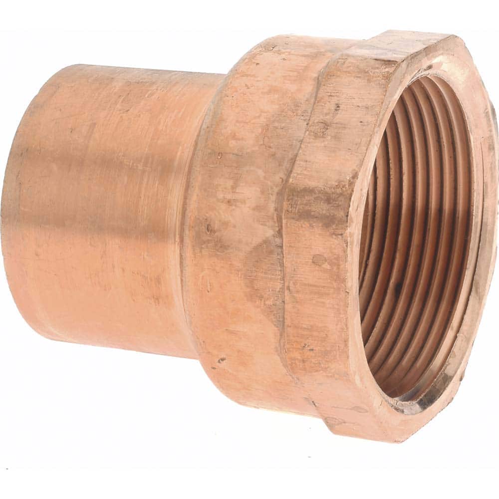 Mueller Industries W 01579 Wrot Copper Pipe Adapter: 1-1/2" Fitting, FTG x F, Solder Joint 