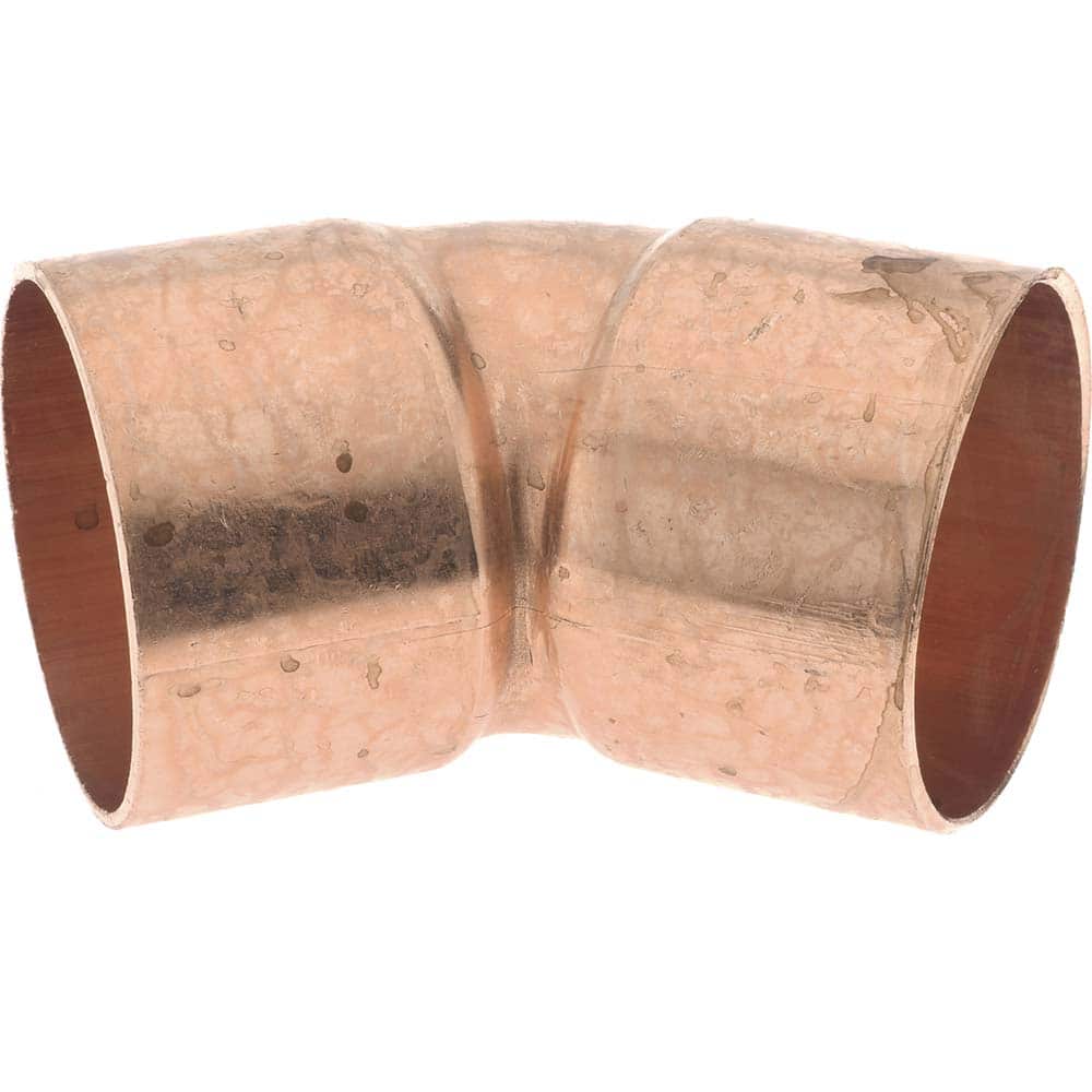 Mueller Industries W 03059 Wrot Copper Pipe 45 ° Elbow: 2" Fitting, C x C, Solder Joint 