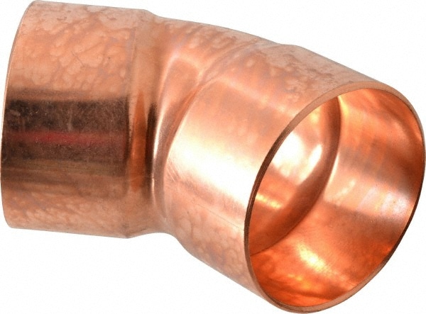 Mueller Industries W 03067 Wrot Copper Pipe 45 ° Elbow: 3" Fitting, C x C, Solder Joint Image