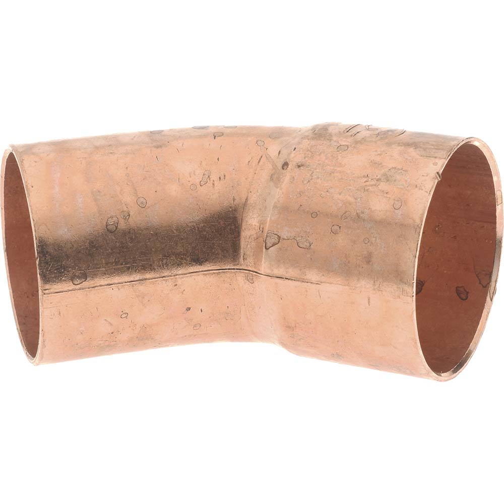 Wrot Copper Pipe 45 &deg; Elbow: 1-1/2" Fitting, FTG x C, Solder Joint - FTG x C, Solder Joint