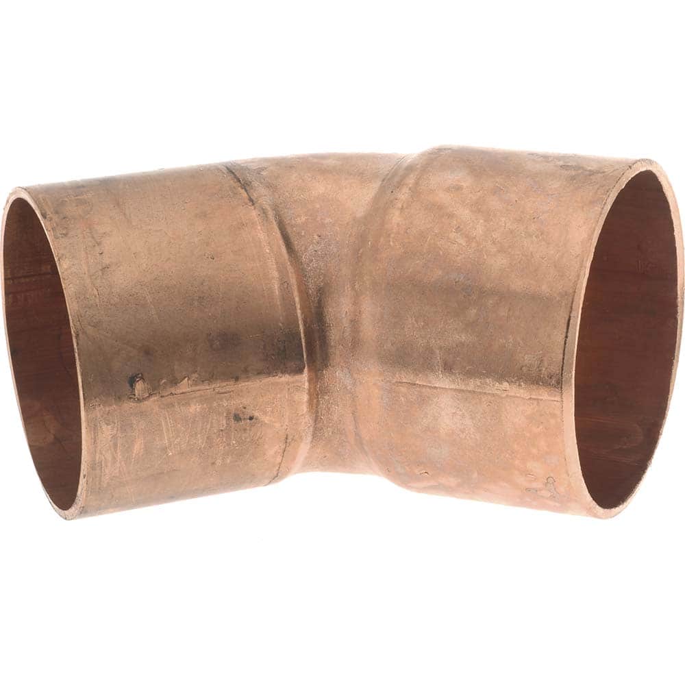 Mueller Industries W 03359 Wrot Copper Pipe 45 ° Elbow: 2" Fitting, FTG x C, Solder Joint 