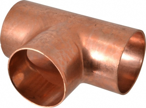 Mueller Industries W 40123 Wrot Copper Pipe Tee: 2-1/2" Fitting, C x C x C, Solder Joint Image