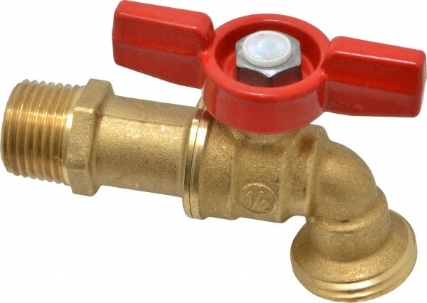 1/2 Inch Pipe, 125 psi WOG Rating, Brass Hose Bibb, Stop Valve