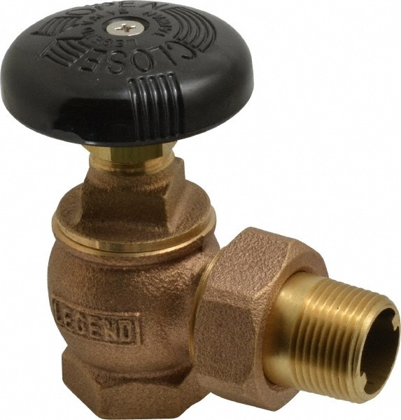 3/4" Pipe, 60 psi WOG Rating, FNPT x Male Union End Connections, Handwheel Steam Angle Radiator Valve