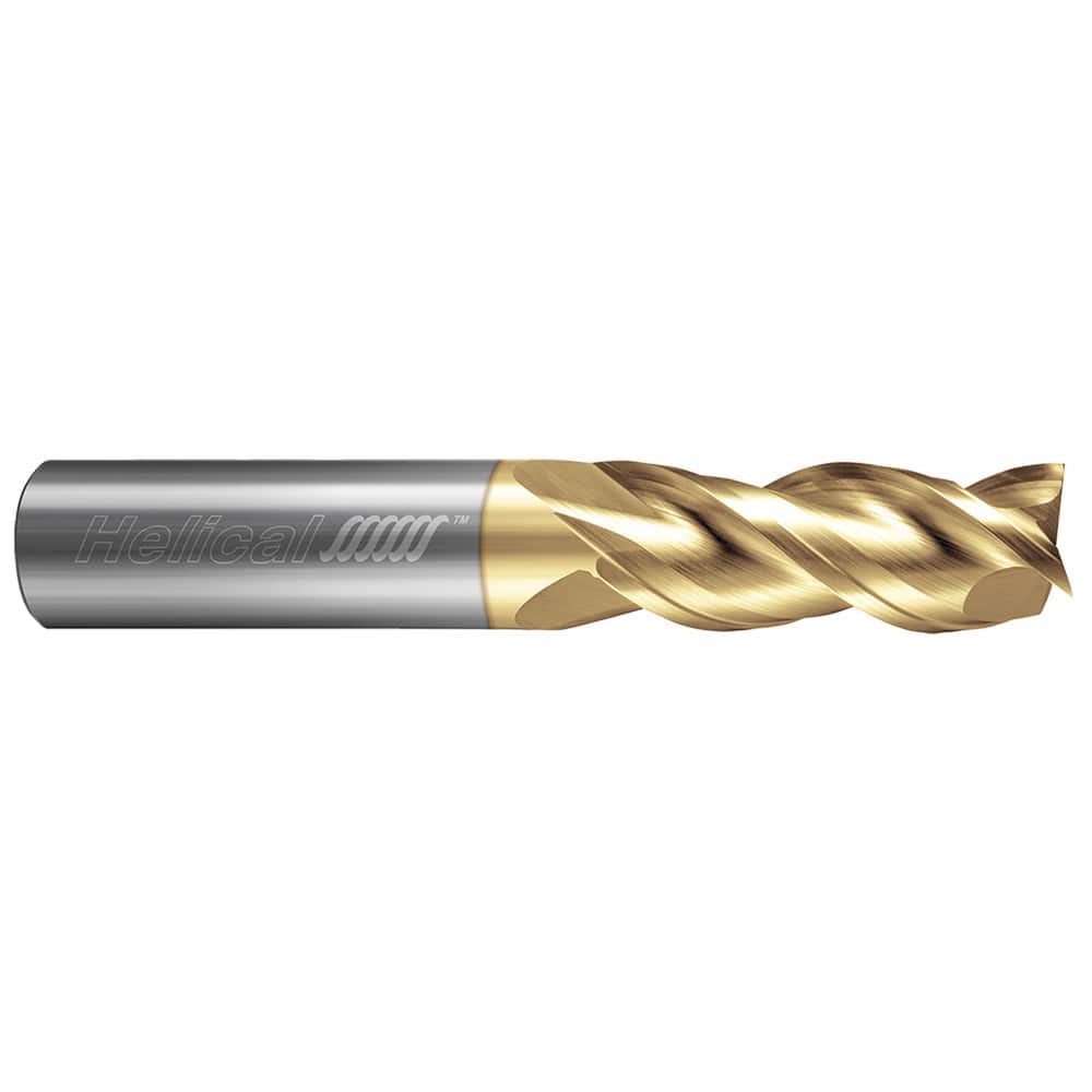 Helical Solutions 81414 Square End Mill: 3/8" Dia, 3 Flutes, 1-1/4" LOC, Solid Carbide, 40 ° Helix 