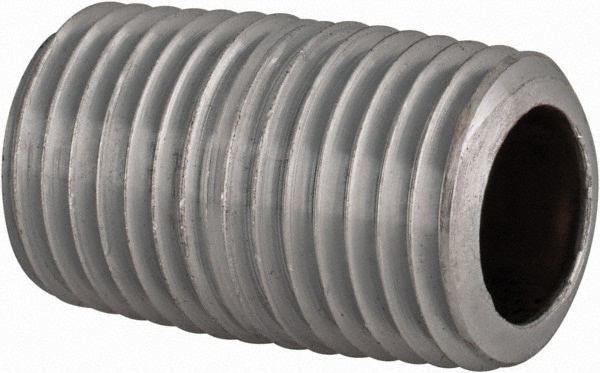 Brass Pipe Nipple: Threaded on Both Ends, 7/8" OAL, 1/4" NPT, Chrome-Plated