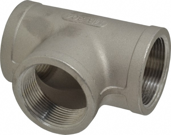 Merit Brass K406-24 Pipe Tee: 1-1/2" Fitting, 304 Stainless Steel Image