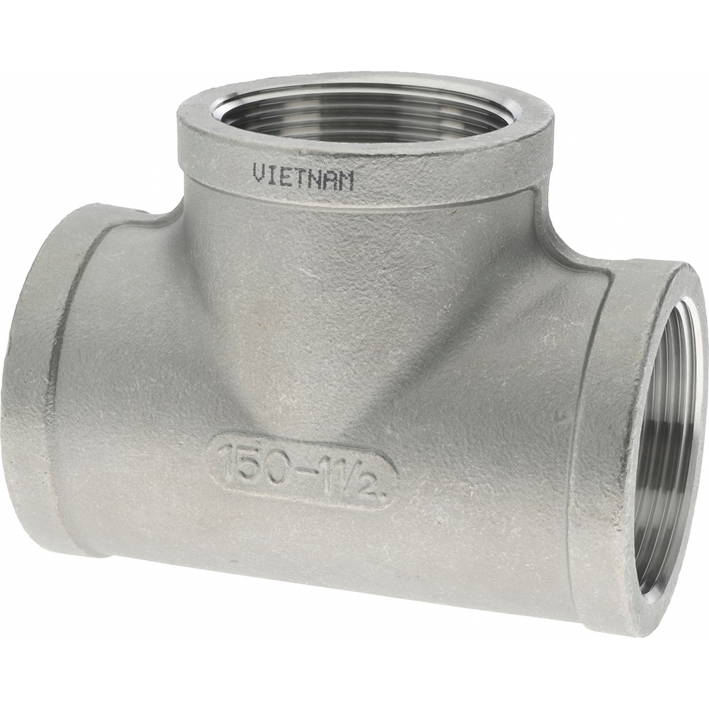 Merit Brass K606-24 Pipe Tee: 1-1/2" Fitting, 316 Stainless Steel Image