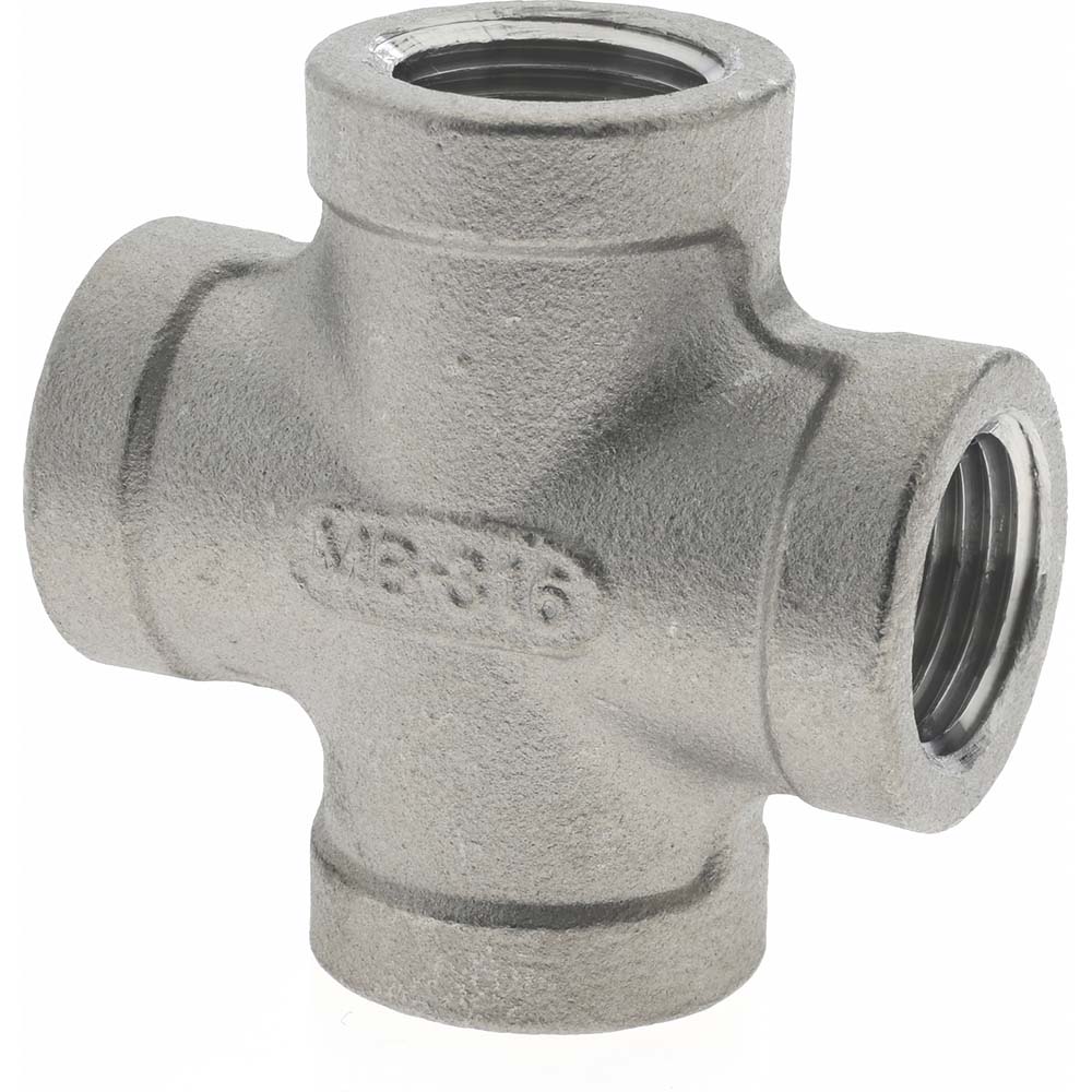 Pipe Cross: 3/8", 316 Stainless Steel - FNPT, Threaded, ISO, 150 psi