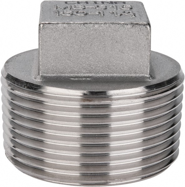 Merit Brass K617-20 Pipe Square Head Plug: 1-1/4" Fitting, 316 Stainless Steel Image