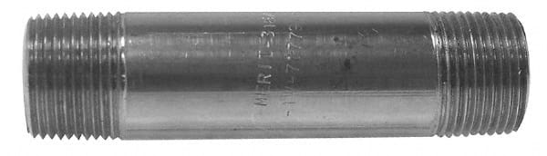 Merit Brass 4008-7200 Stainless Steel Pipe Nipple: 1/2" Pipe, Grade 304 & 304L 