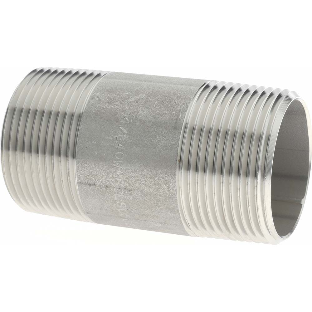 Merit Brass 4120-300 Stainless Steel Pipe Nipple: 1-1/4" Pipe, Grade 304 & 304L Image