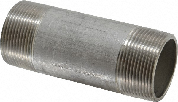Stainless Steel Pipe Nipple: 1-1/2" Pipe, 4-1/2" oal, Grade 304 & 304L - Welded, Schedule 40
