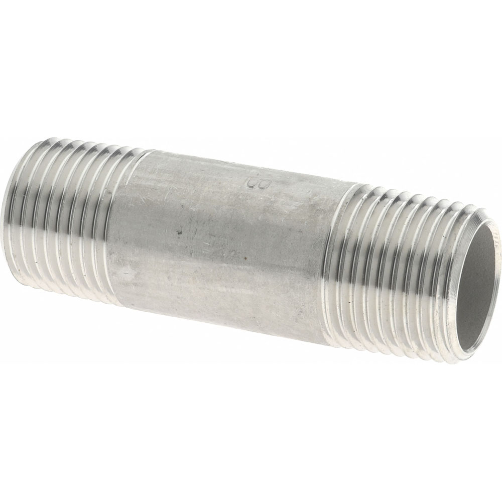 304 Stainless Steel Nipple – 3/8 NPT X 6″ Long – TIB NP-037-060