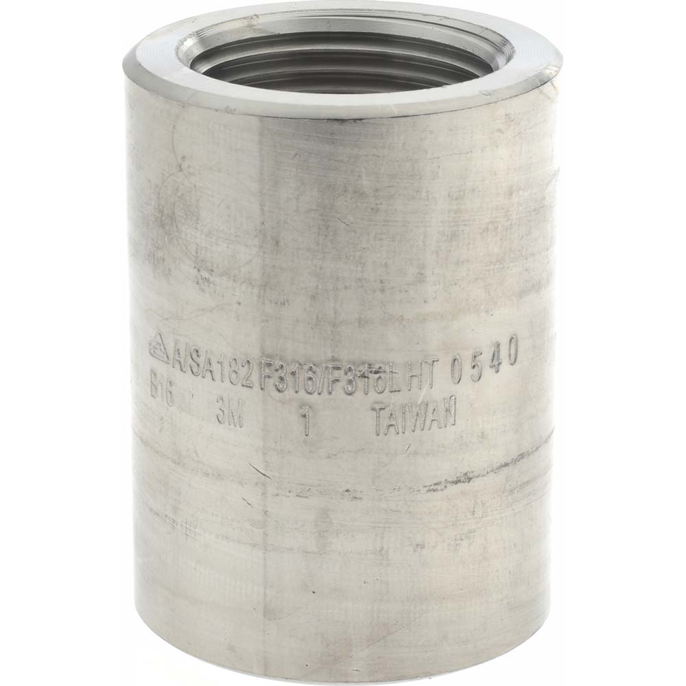 Pipe Coupling: 1", 316 & 316L Stainless Steel - FNPT x FNPT, Threaded, 3000 psi