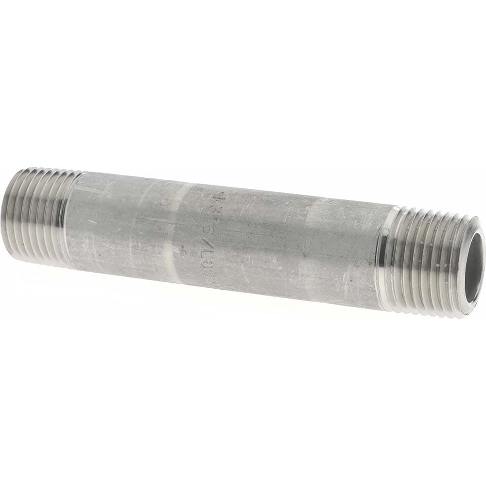 Merit Brass 6508-400 Stainless Steel Pipe Nipple: 1/2" Pipe, Grade 316 & 316L Image