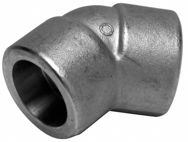Pipe 45 deg Elbow: 1", 304 Stainless Steel - Socket Weld x Socket Weld, Threaded, 3000 psi