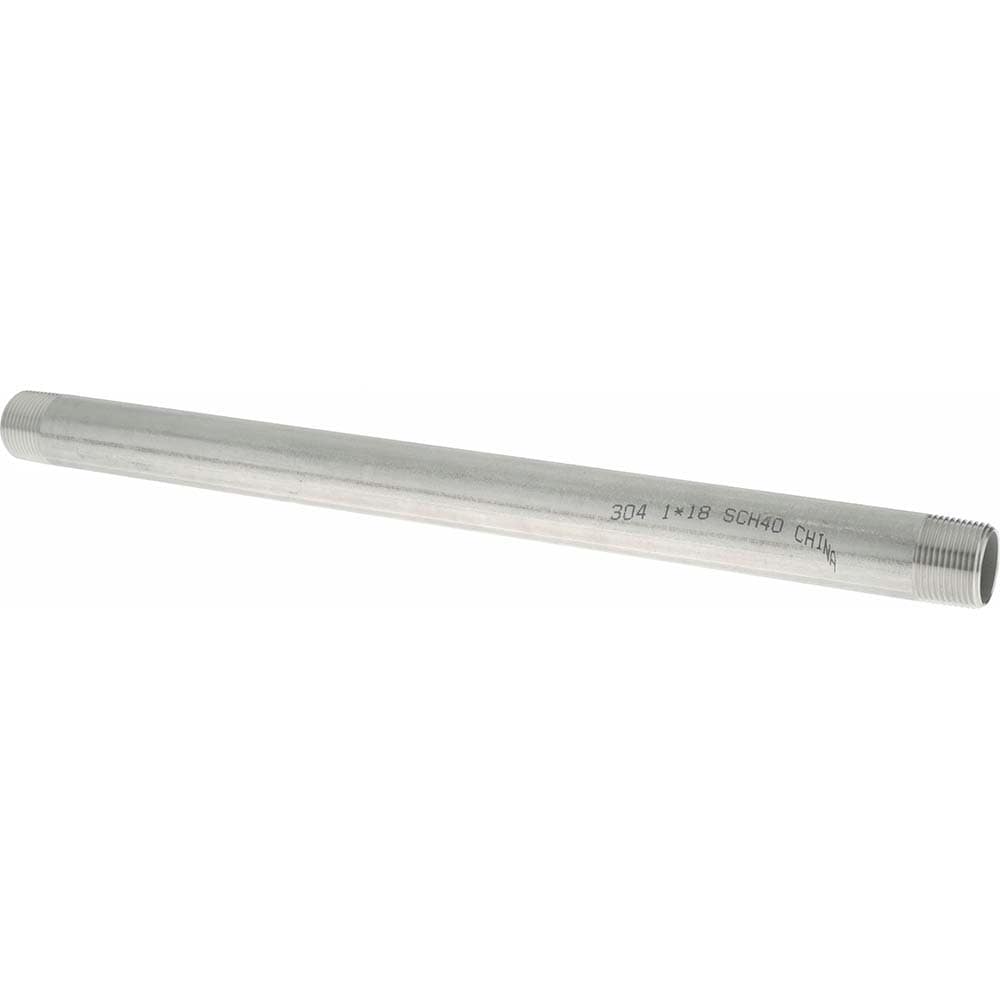 Merit Brass 4016-1800 Stainless Steel Pipe Nipple: 1" Pipe, Grade 304 & 304L Image