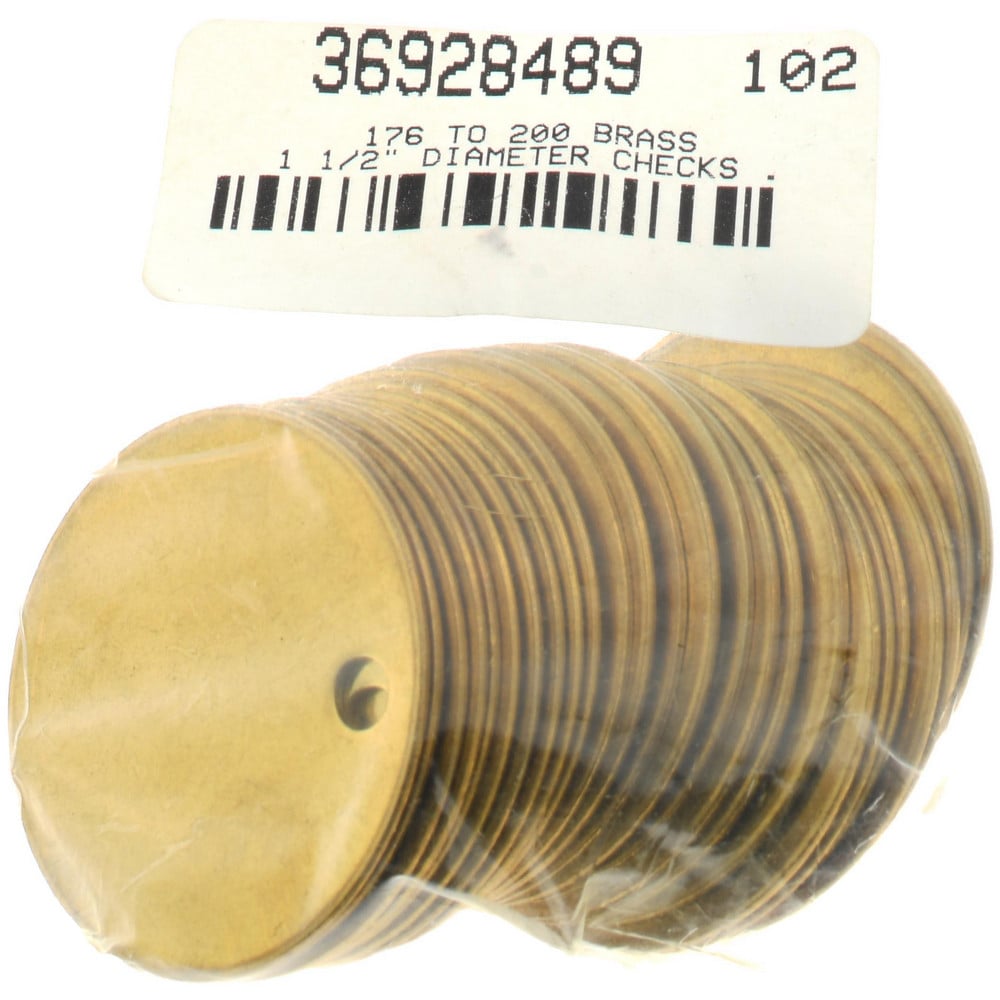 Brass, 1 1/2 in Dia, Blank Tags - 15Y745