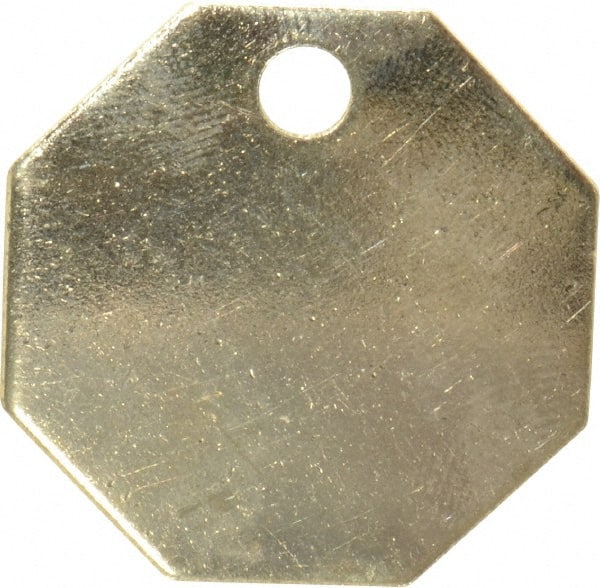 C.H. Hanson 43718 1-1/4 Inch Diameter, Octagonal, Brass Blank Metal Tag 
