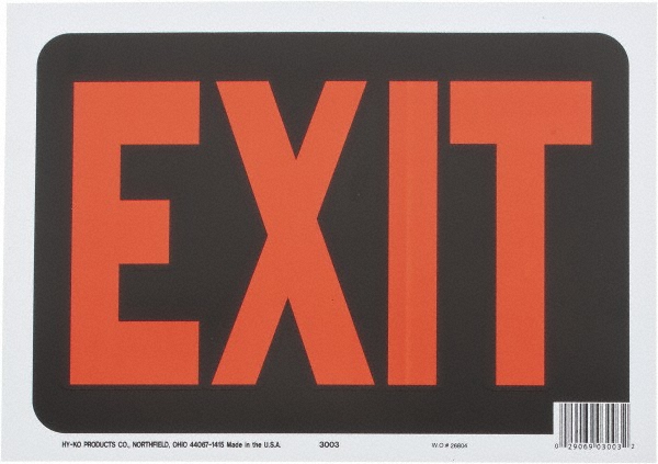 Warning & Safety Reminder Sign: Rectangle, "EXIT"