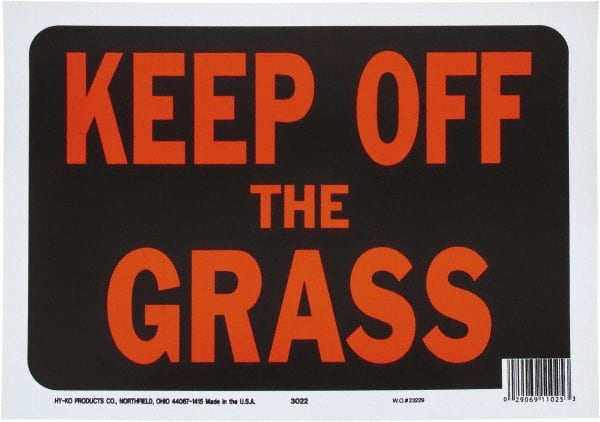 Warning & Safety Reminder Sign: Rectangle, "KEEP OFF THE GRASS"