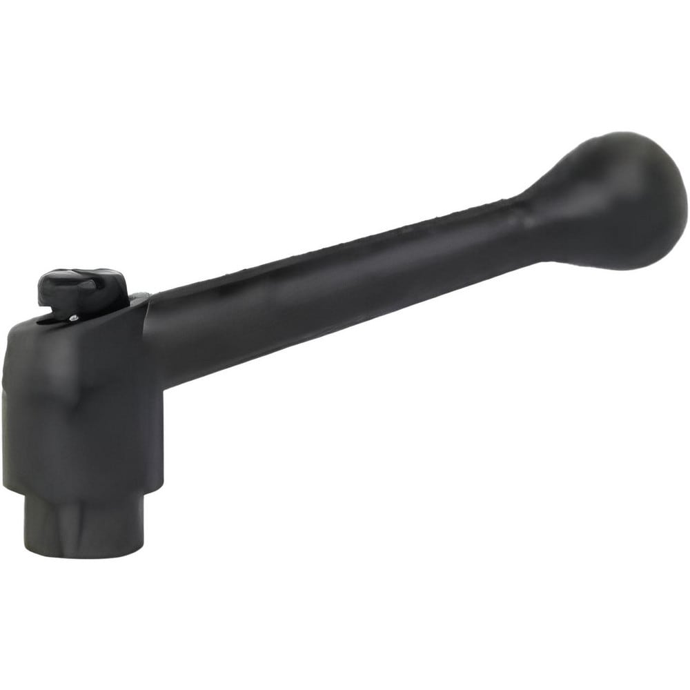 A-Tapped Adjustable Clamping Handle: 1/8" Thread, 17/32" Hub Dia, Zinc Alloy