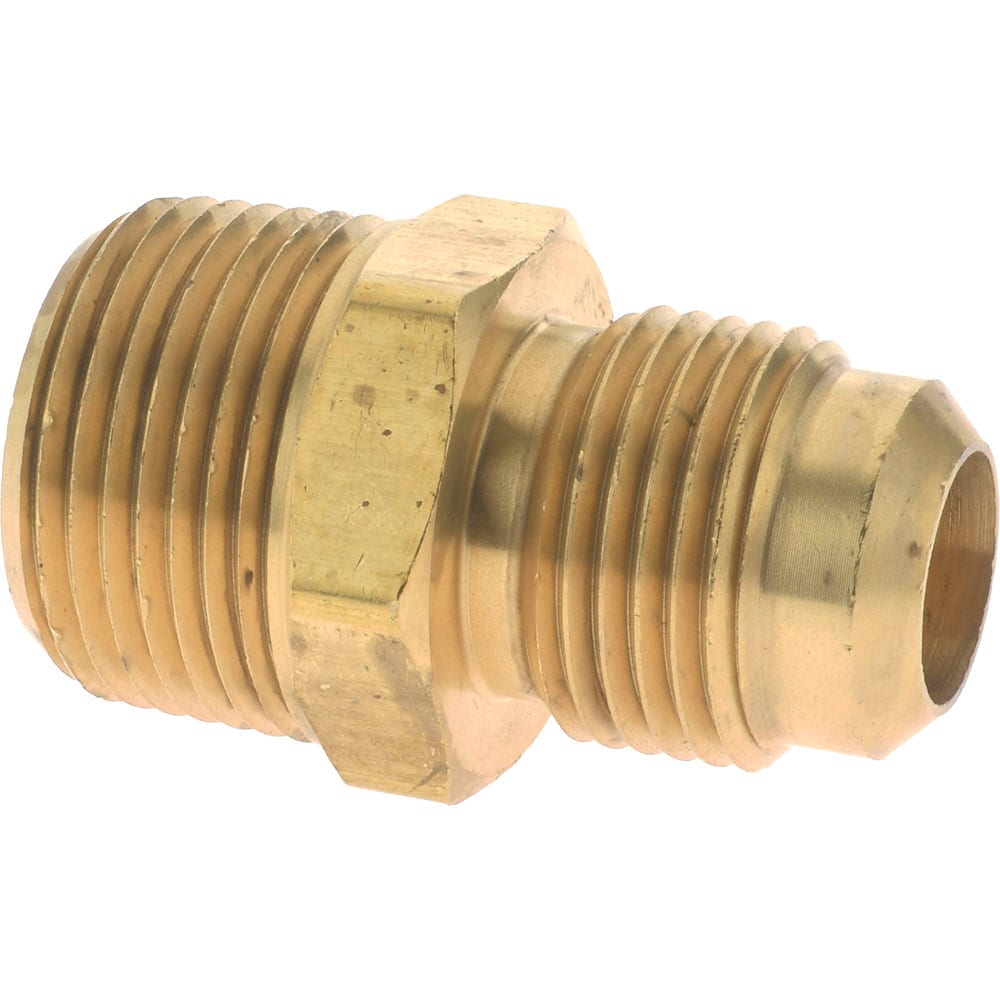 Brass Flared Tube Connector: 5/8" Tube OD, 3/4 Thread, 45 ° Flared Angle