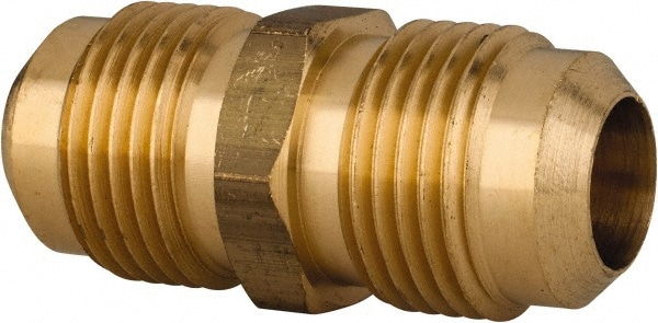 Brass Flared Tube Union: 5/8" Tube OD, 45 ° Flared Angle