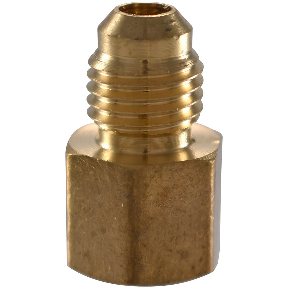 Brass Flared Tube Connector: 1/2" Tube OD, 3/4 Thread, 45 ° Flared Angle
