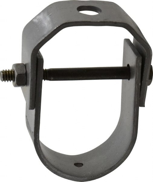 Adjustable Clevis Hanger: 1-1/4" Pipe, 3/8" Rod, Carbon Steel, Black Finish