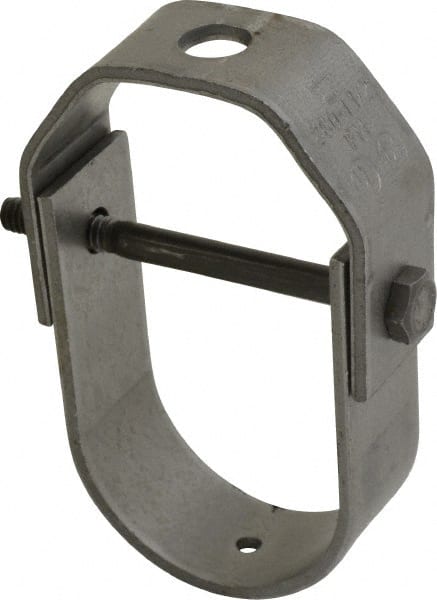 Adjustable Clevis Hanger: 1-1/2" Pipe, 3/8" Rod, Carbon Steel, Black Finish