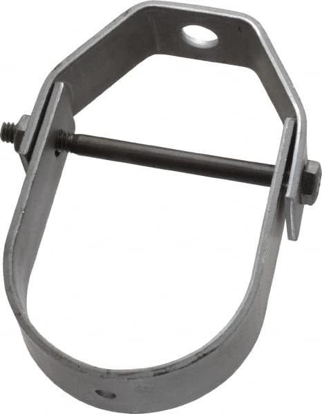 Adjustable Clevis Hanger: 2" Pipe, 3/8" Rod, Carbon Steel, Black Finish