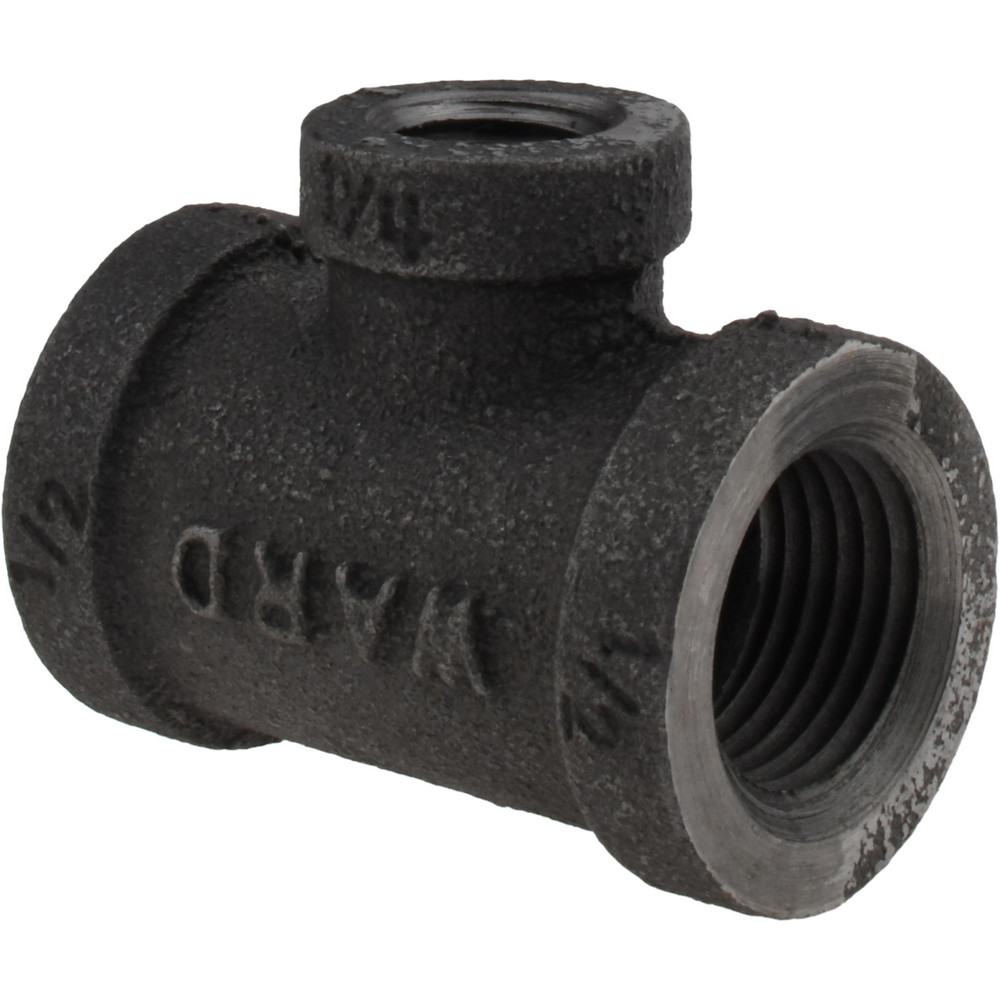 Black Reducer: 1/2 x 1/2 x 1/4", Threaded