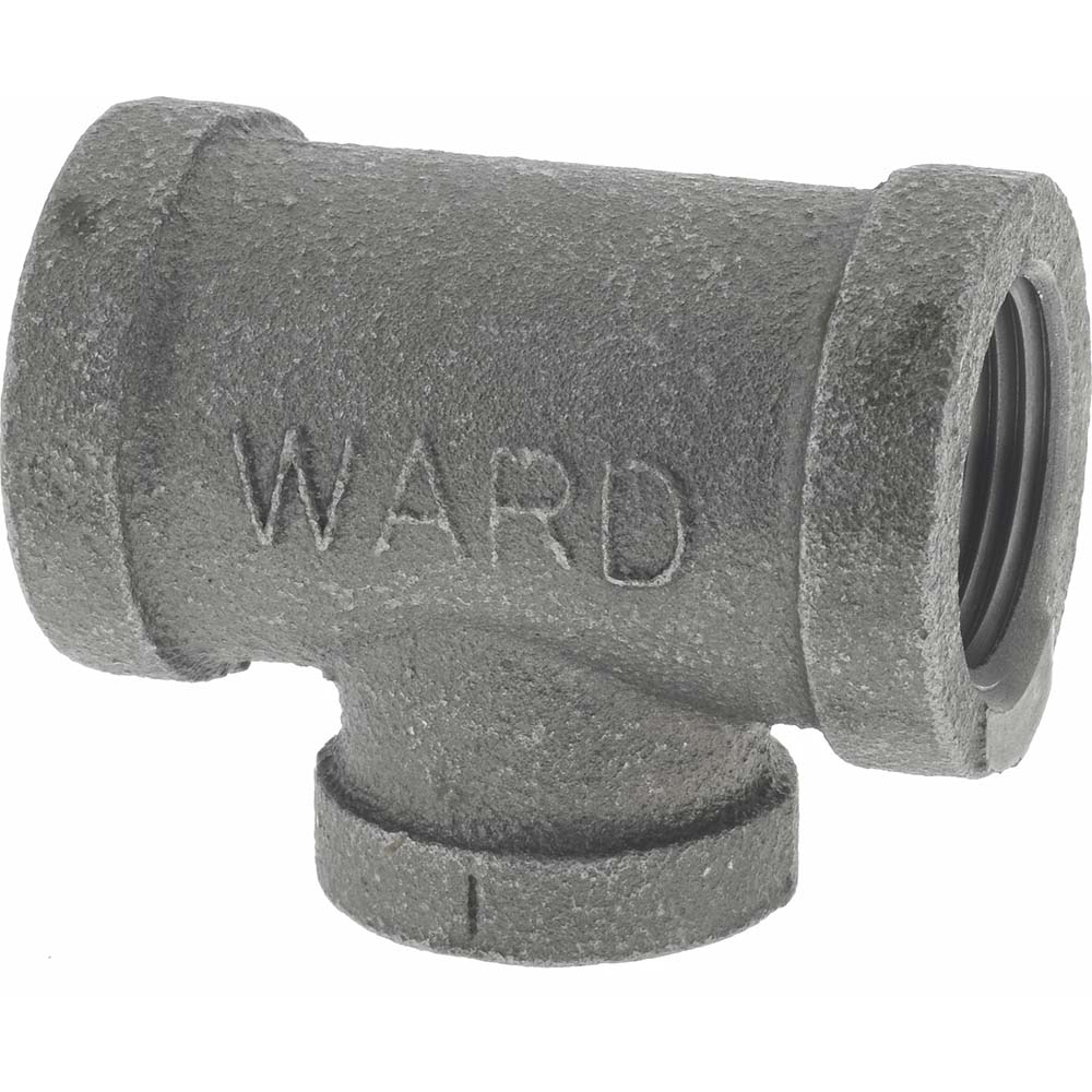 Black Tee: 3/4 x 3/4 x 1/2", 150 psi, Thread x Thread - Malleable Iron, Class 150