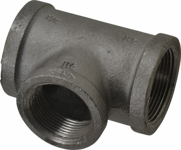 Made In Usa Size 1 1 2 X 1 1 2 X 1 1 4 Class 150 Malleable Iron Black Pipe Reducing Tee Msc Industrial Supply