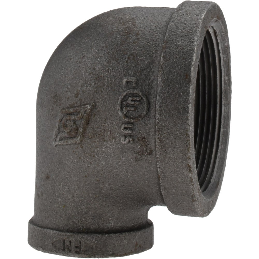 Black 90 ° Elbow & Reducing Elbow: 2 x 1", Threaded