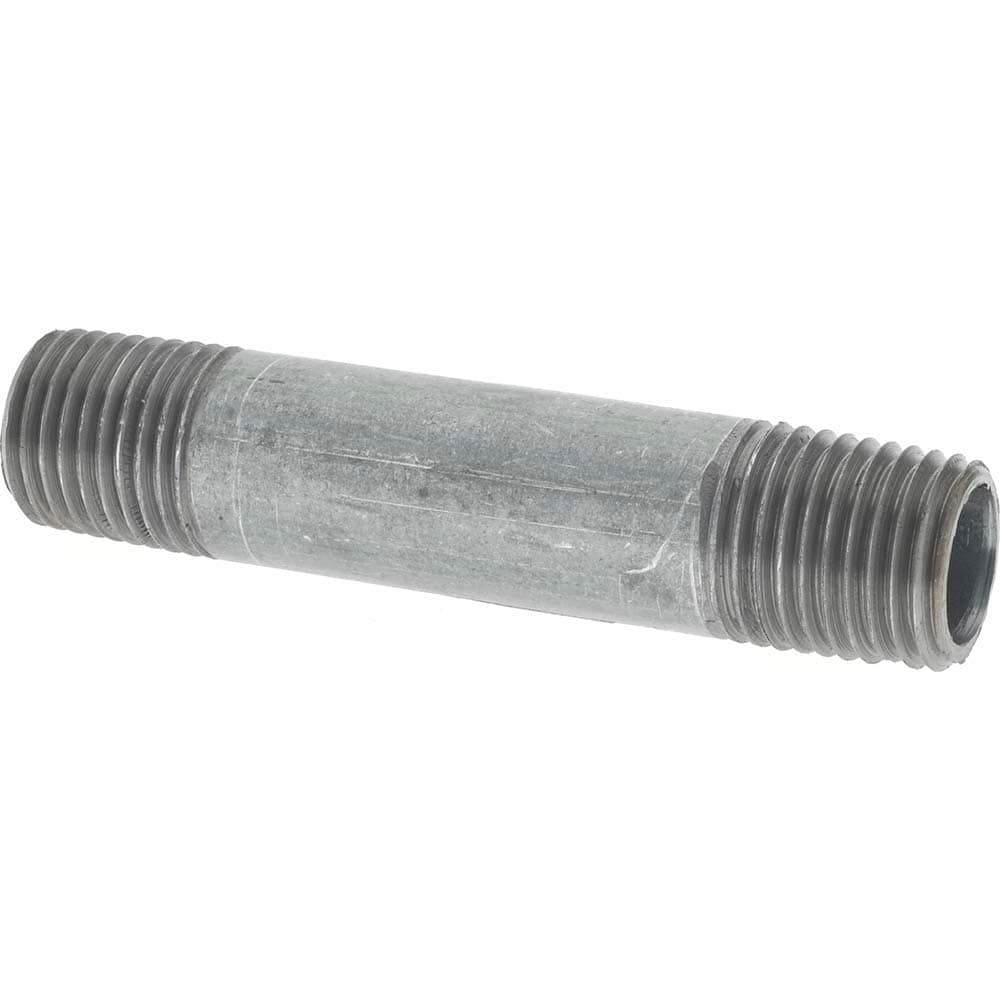 Galvanized Pipe Nipple: 1/4", 2-1/2" Long, Schedule 40, Steel